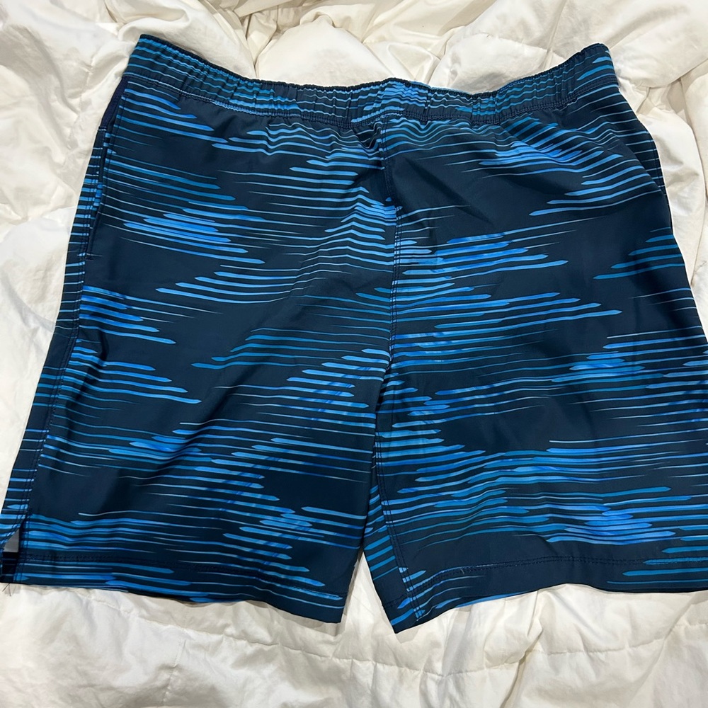 Blue and black men’s bathing suit